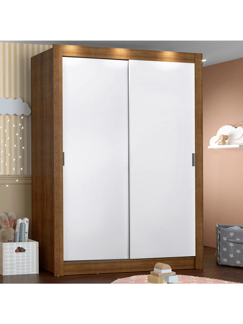 Guarda-Roupa Infantil Madesa Bento 2 Portas de Correr 2 Gavetas Rustic/Branco