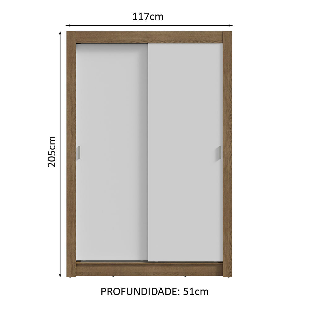 Guarda-Roupa Infantil Madesa Bento 2 Portas de Correr 2 Gavetas Rustic/Branco