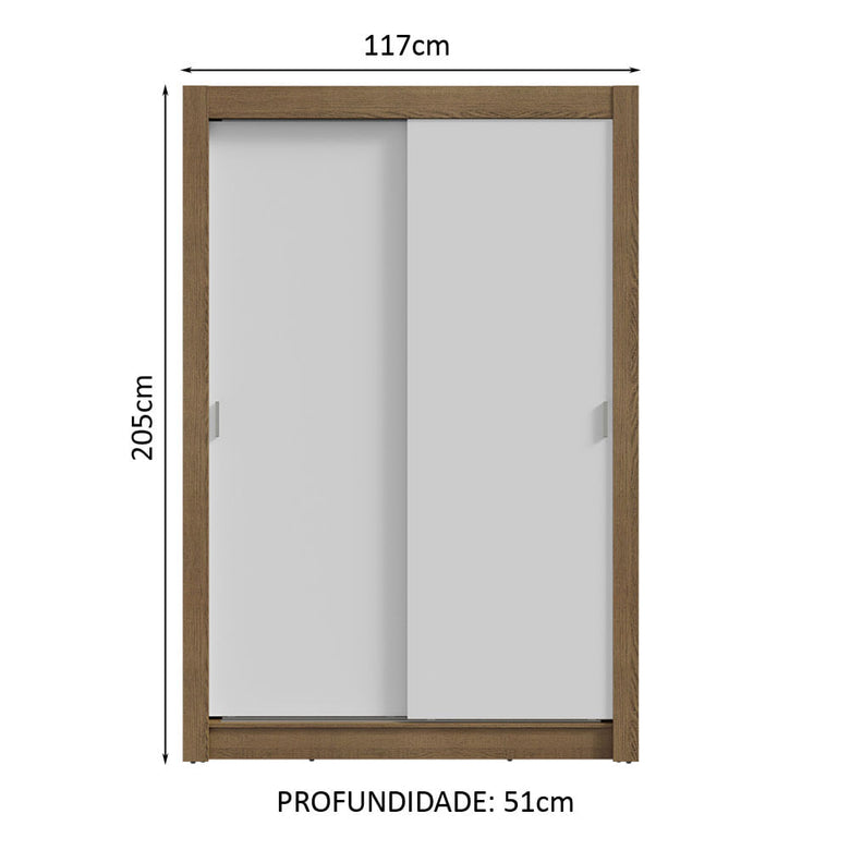 Guarda-Roupa Infantil Madesa Bento 2 Portas de Correr 2 Gavetas Rustic/Branco