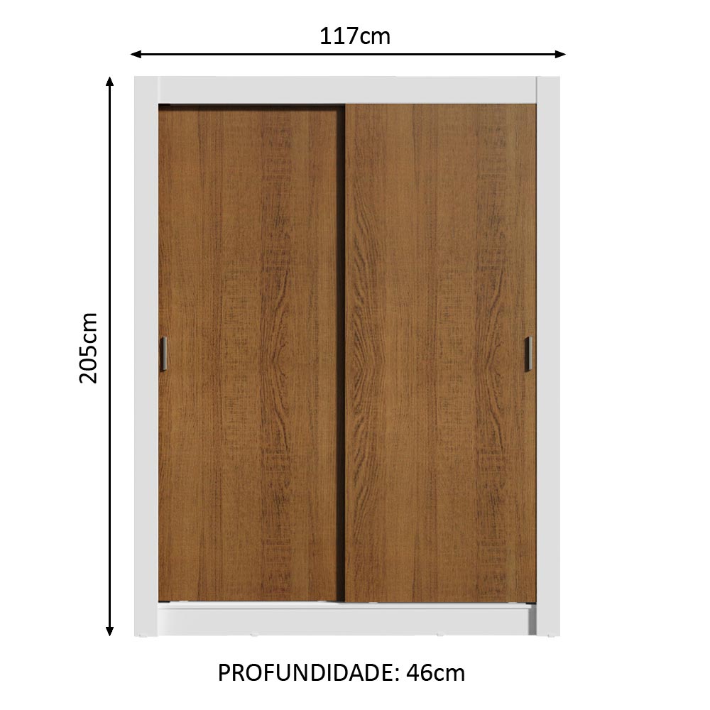 Guarda-Roupa Infantil Madesa Enzo 2 Portas de Correr Branco/Rustic