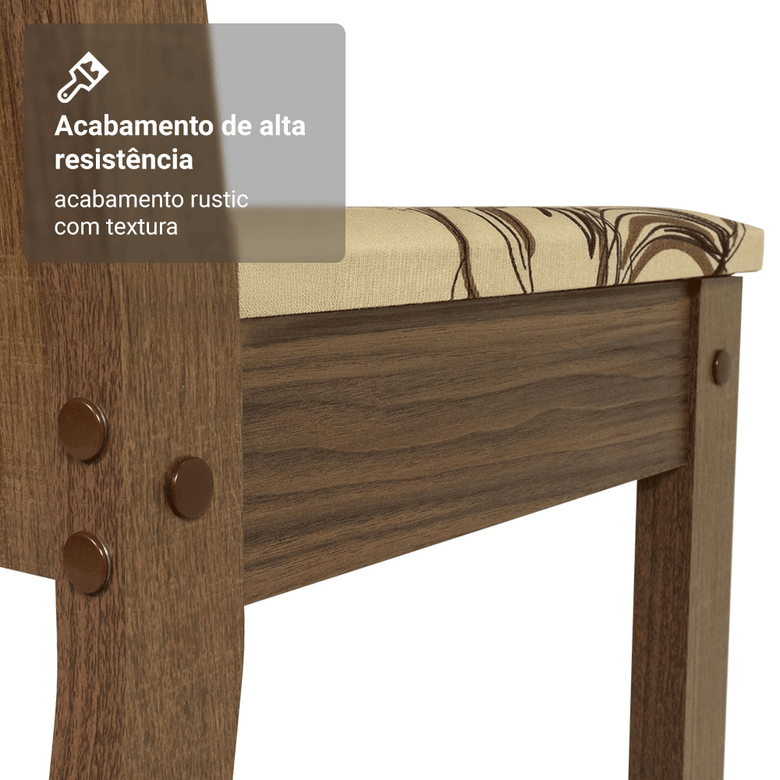 Conjunto Sala de Jantar Madesa Analu Mesa Tampo de Madeira com 6 Cadeiras Rustic/Lírio Bege
