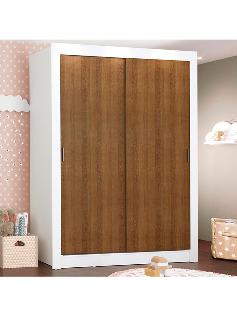 Guarda-Roupa Infantil Madesa Bento 2 Portas de Correr 2 Gavetas Branco/Rustic