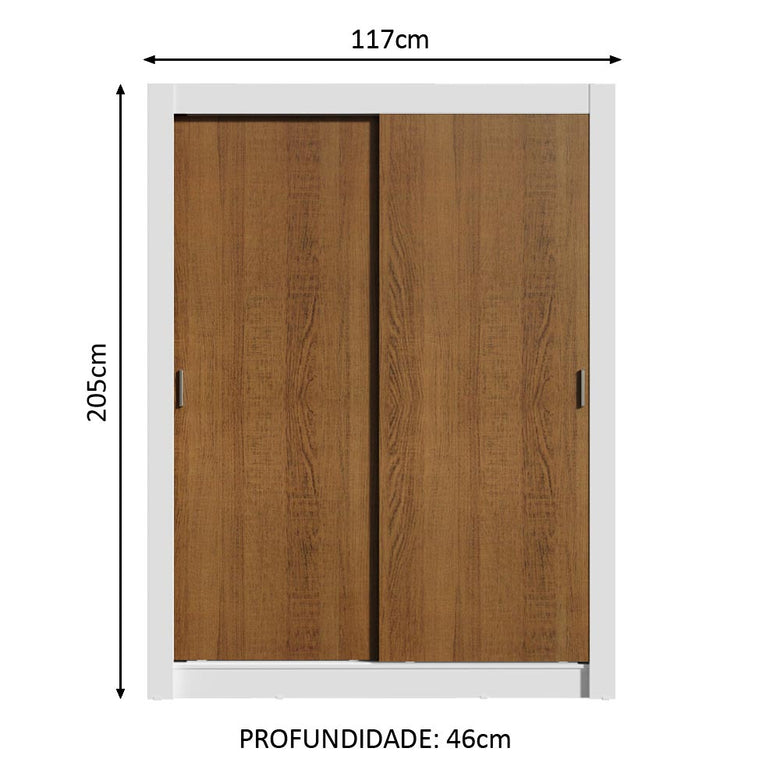 Guarda-Roupa Infantil Madesa Bento 2 Portas de Correr 2 Gavetas Branco/Rustic