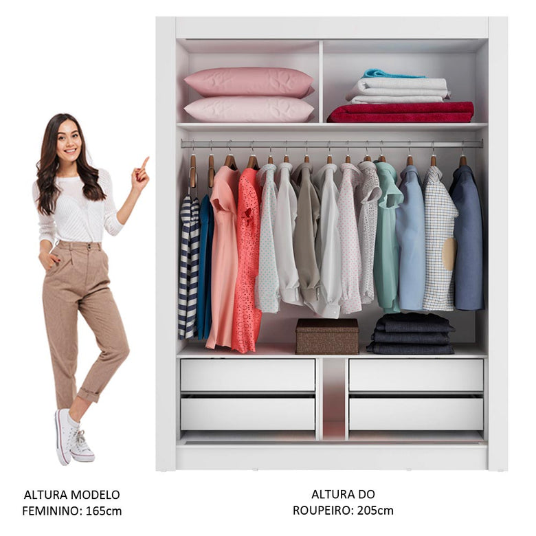 Guarda-Roupa Infantil Madesa Theo 2 Portas de Correr 4 Gavetas Branco/Rustic