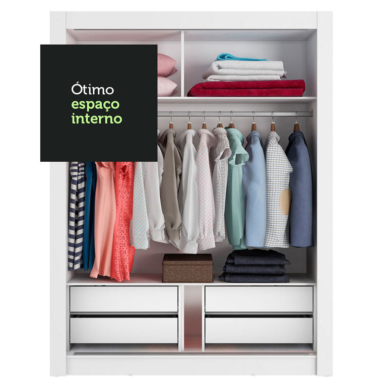 Guarda-Roupa Infantil Madesa Theo 2 Portas de Correr 4 Gavetas Branco/Rustic