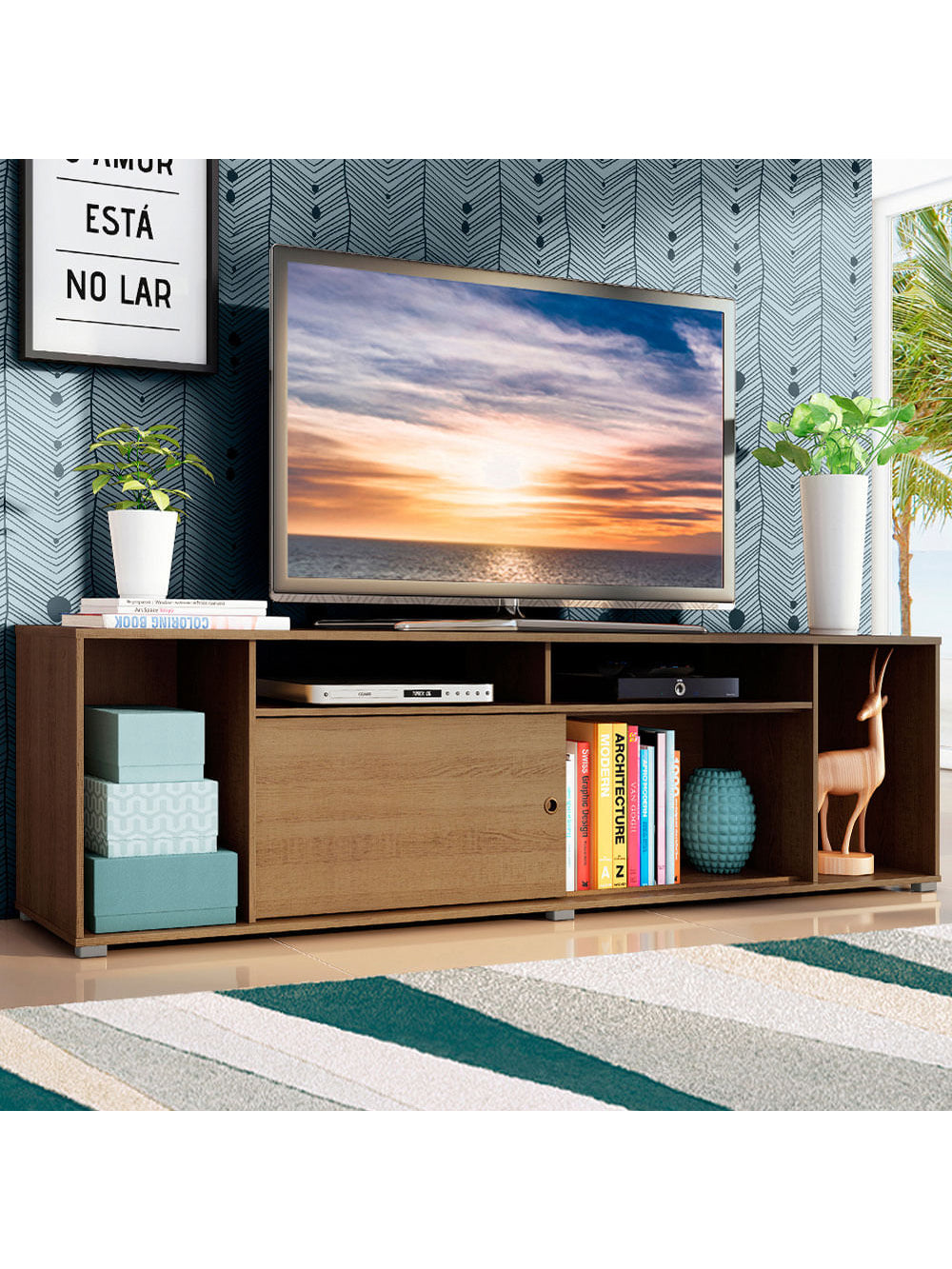 Rack para TV até 65 Polegadas Madesa Cancun Rustic - Rustic