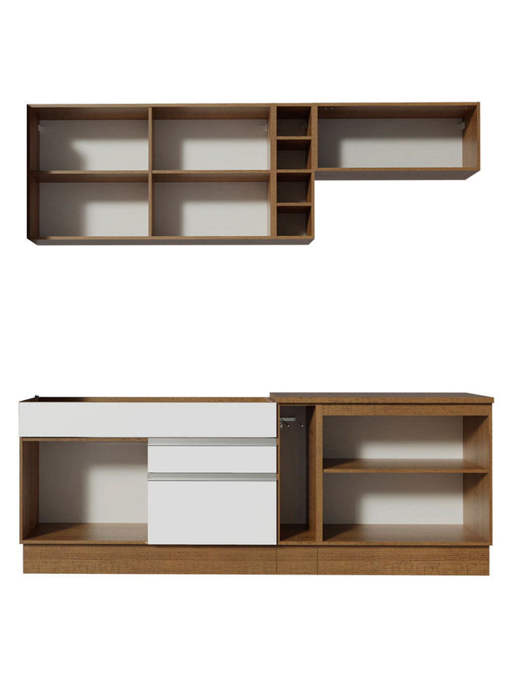 Armário de Cozinha Completa 220cm Rustic/Branco/Rustic Parma Madesa 02