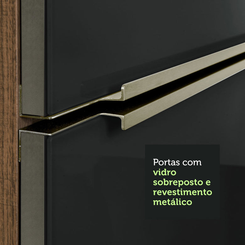 Armário de Cozinha Completa 260cm Rustic/Preto Lux Madesa 01