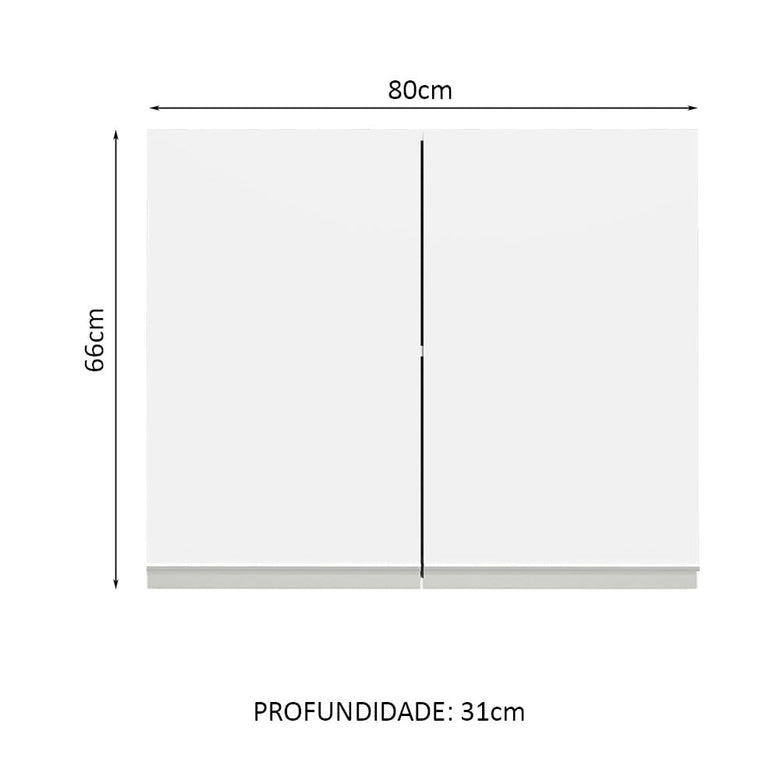 Armário Aéreo Madesa Glamy 80 cm 2 Portas Branco