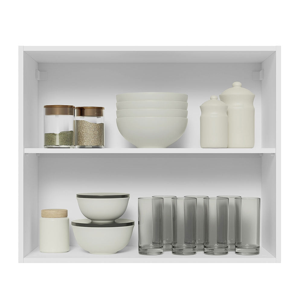 Armário Aéreo Madesa Glamy 80 cm 2 Portas Branco