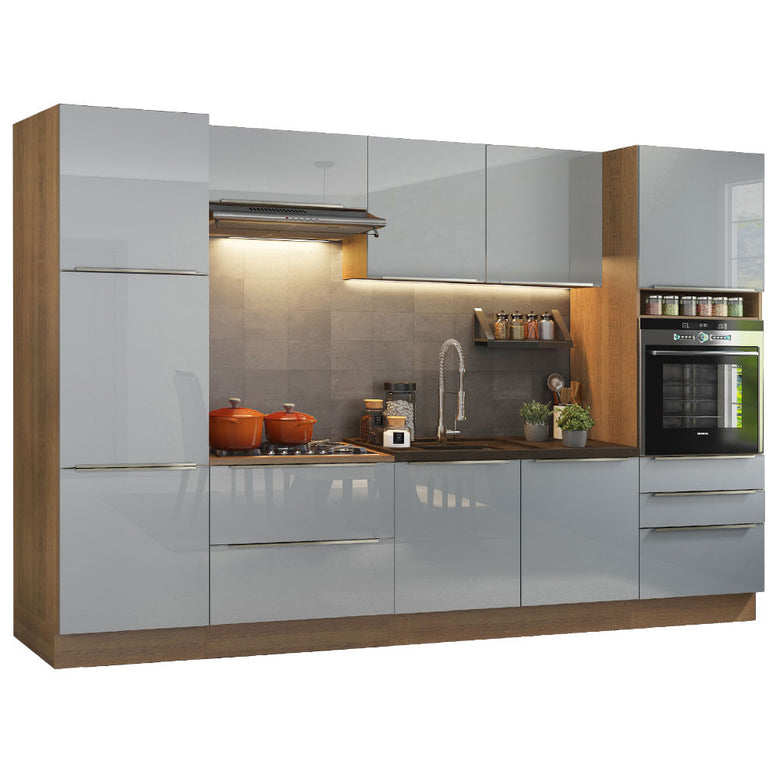 Armário de Cozinha Completa 320cm Rustic/Cinza Lux Madesa 03