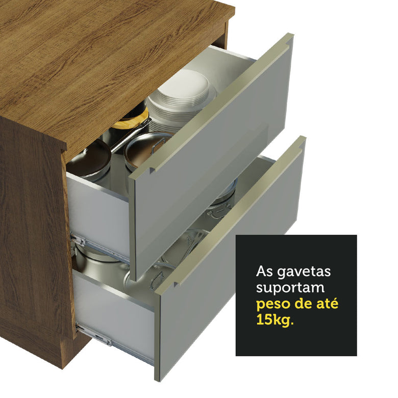 Armário de Cozinha Completa 320cm Rustic/Cinza Lux Madesa 03