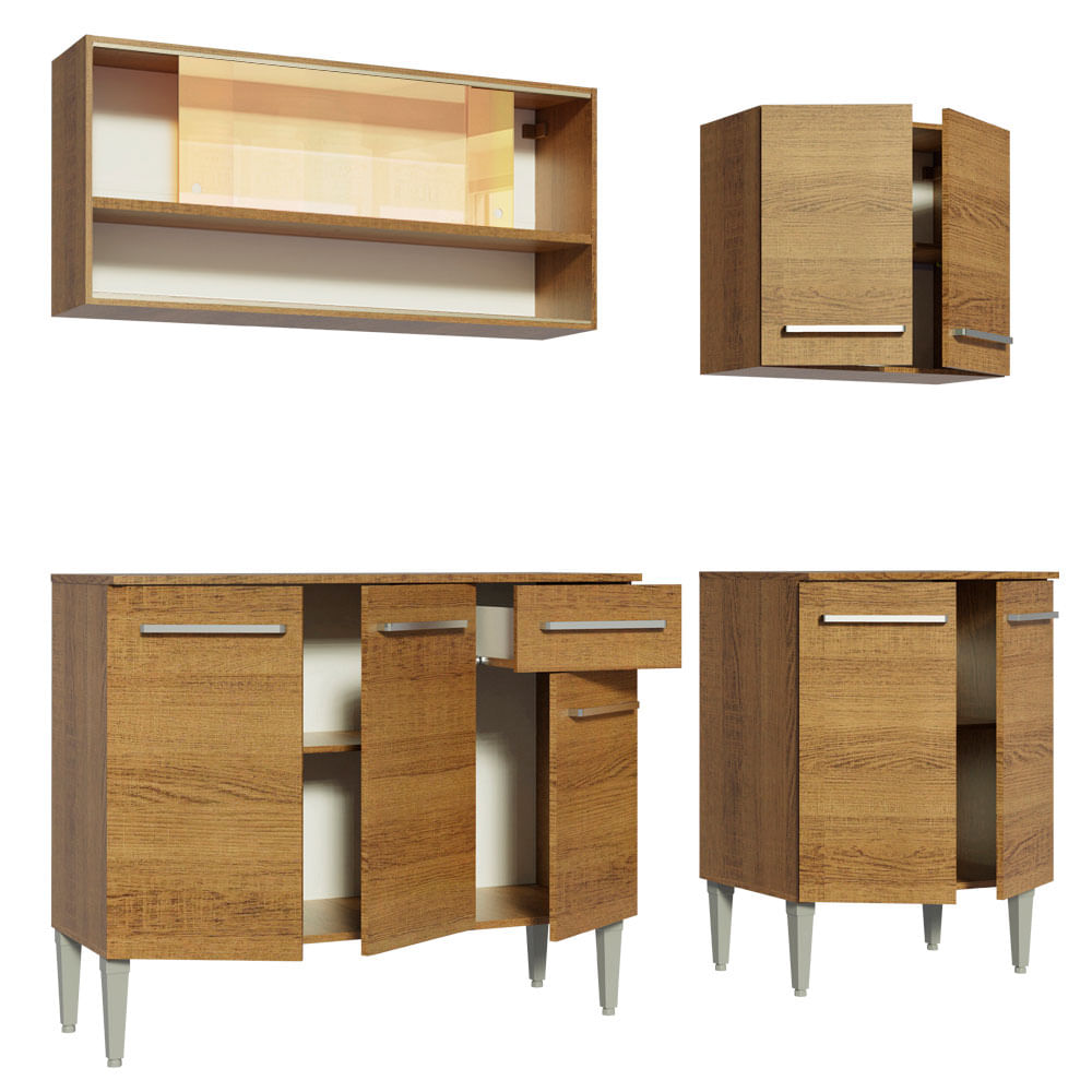 Armário de Cozinha Completa 169cm Rustic Emilly Dance Madesa 07