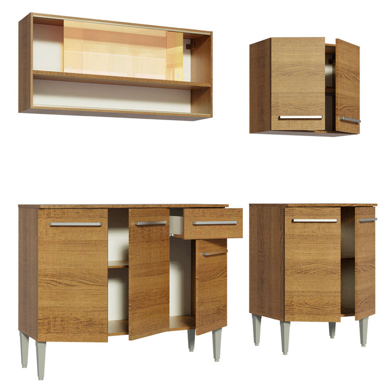 Armário de Cozinha Completa 169cm Rustic Emilly Dance Madesa 07