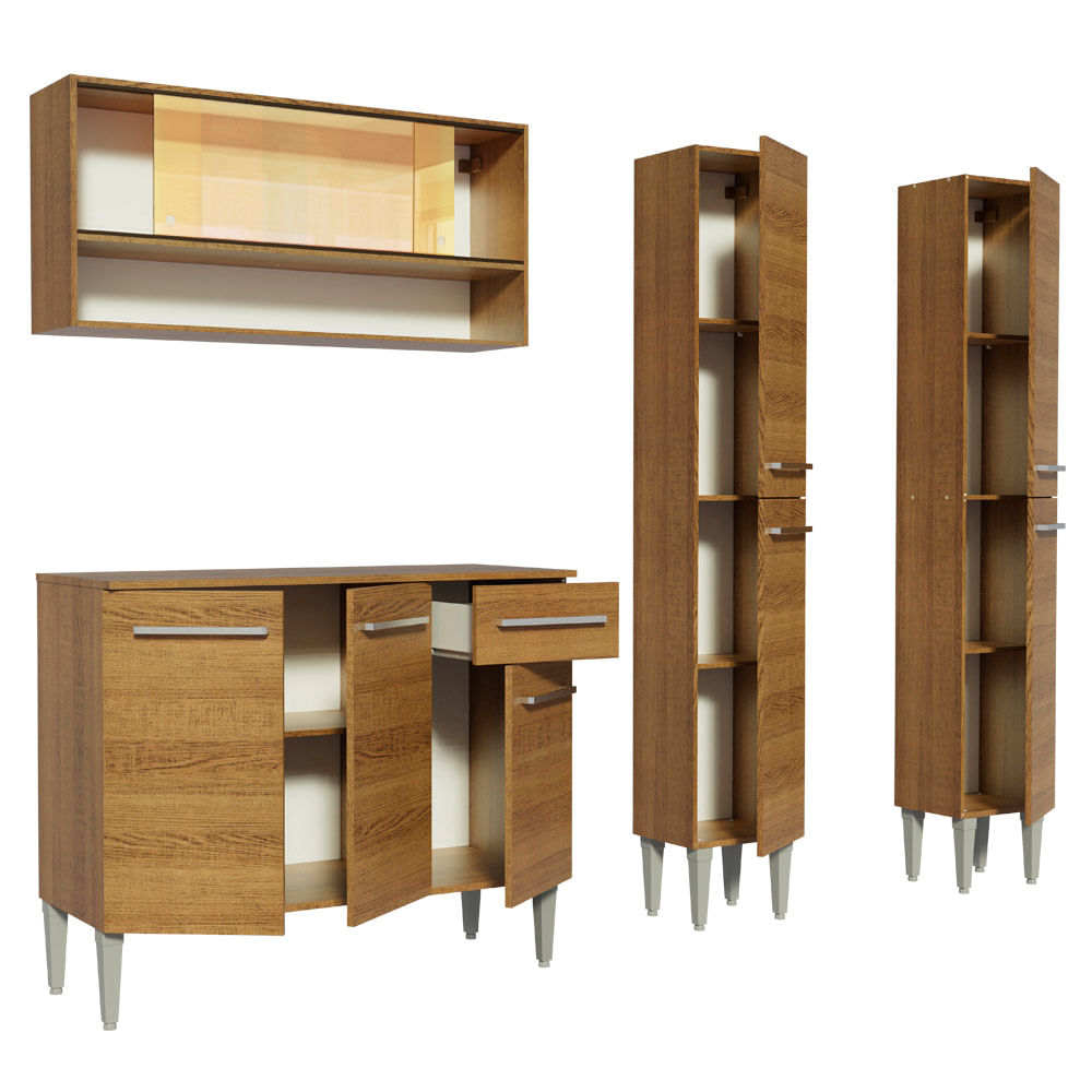 Armário de Cozinha Compacta 169cm Rustic Emilly Winter Madesa 08