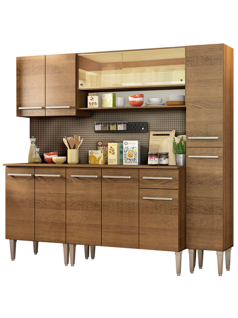 Armário de Cozinha Completa 201cm Rustic Emilly Sky Madesa 04