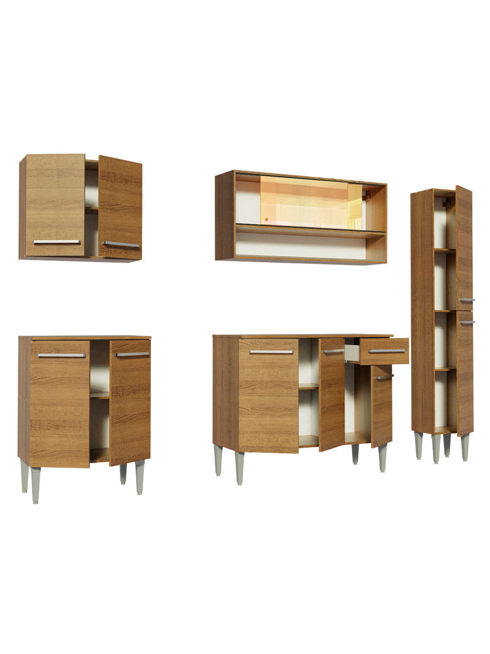 Armário de Cozinha Completa 201cm Rustic Emilly Sky Madesa 04