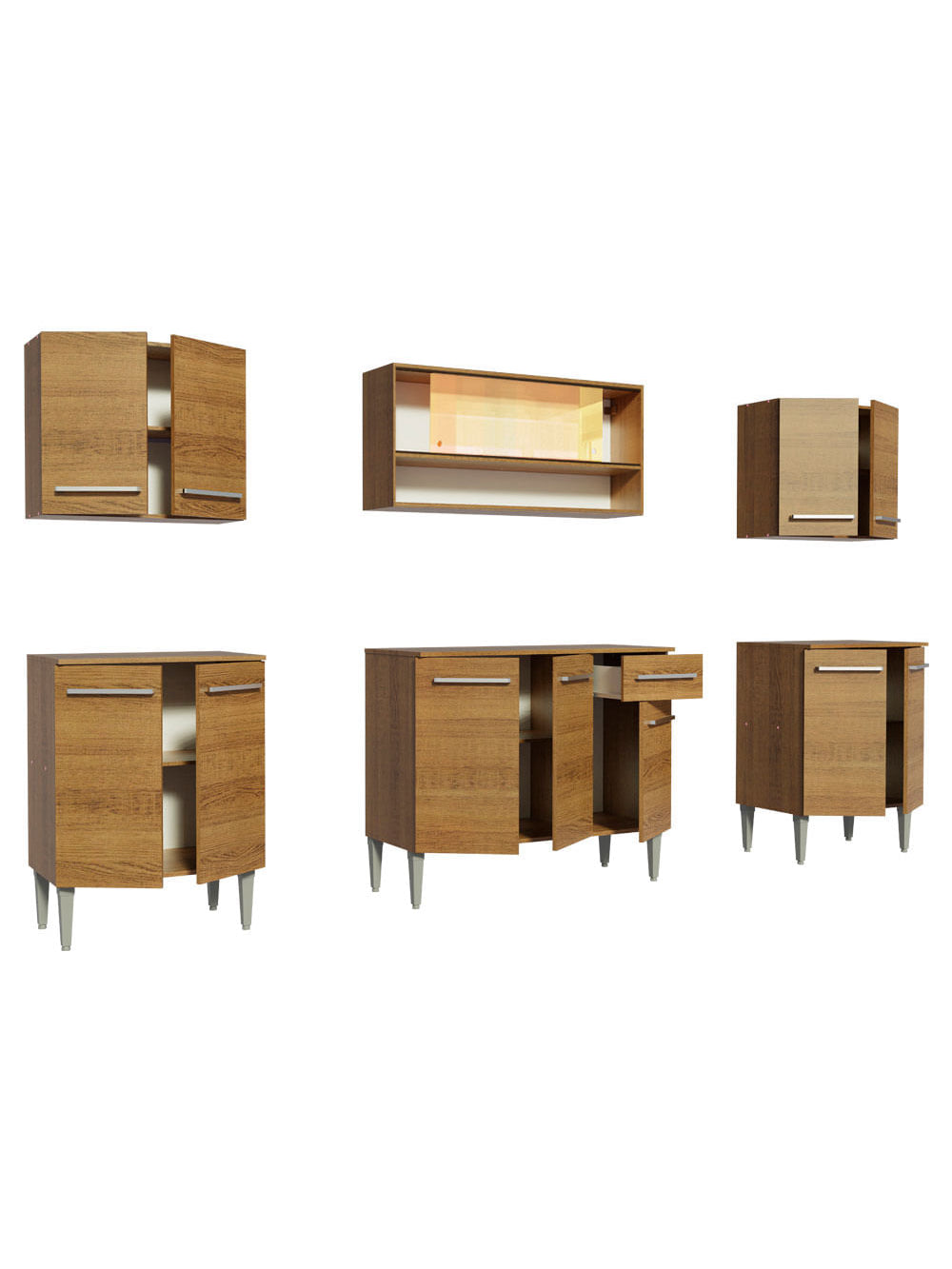 Armário de Cozinha Completa 233cm Rustic Emilly Smile Madesa 04