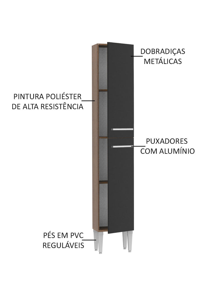 Paneleiro Madesa Emilly 2 Portas Rustic/Preto