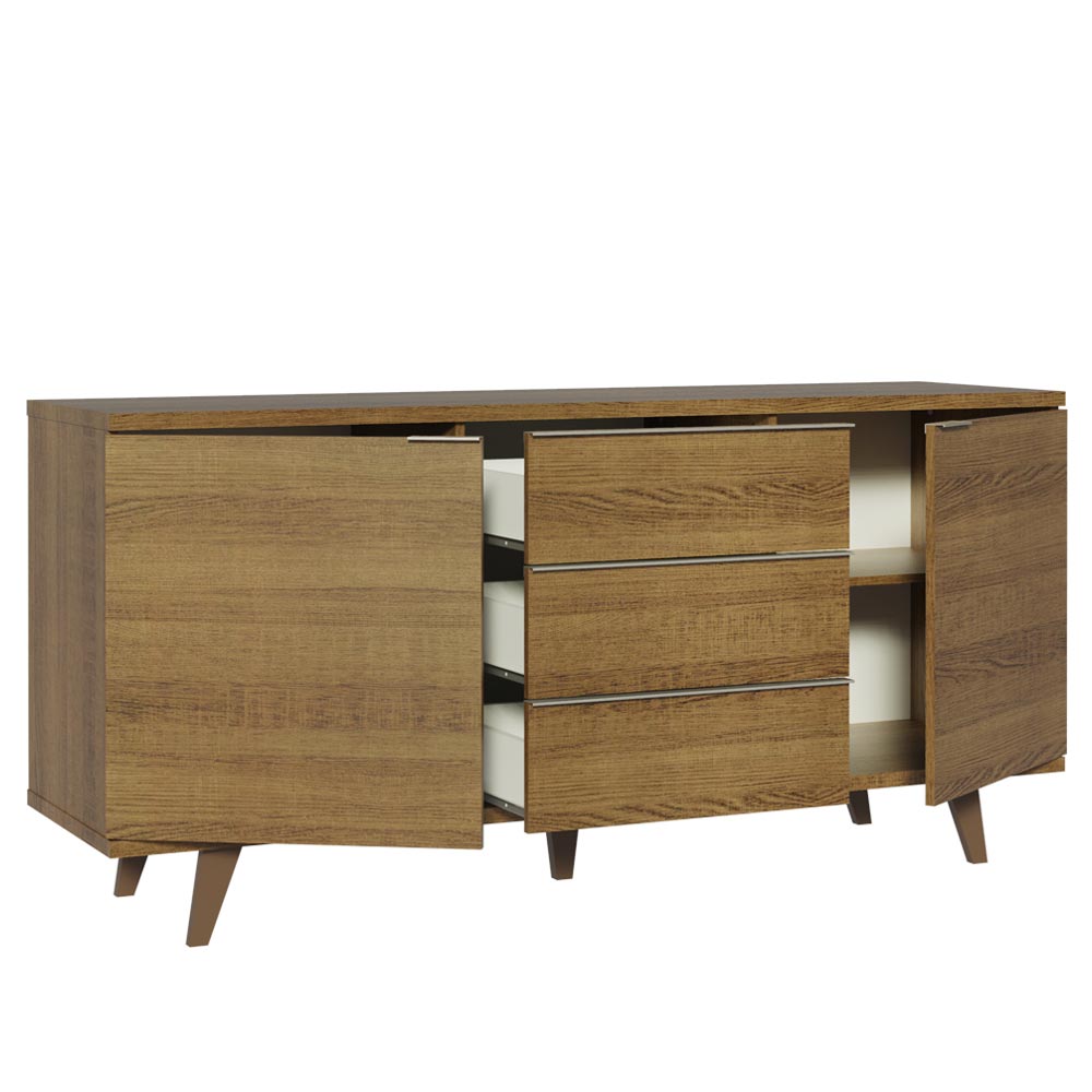 Buffet Aparador Madesa 3 Gavetas e 2 Portas com Pés Rustic