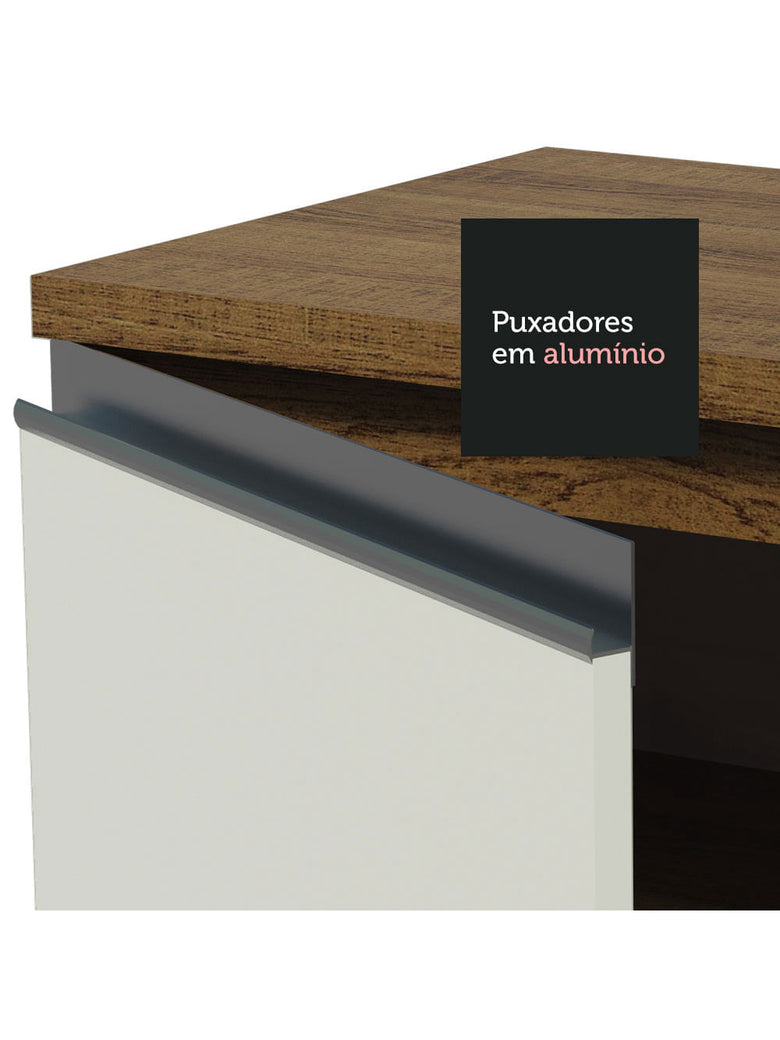 Armário de Cozinha Completa 290cm Rustic/Crema/Branco Cristal Madesa 09