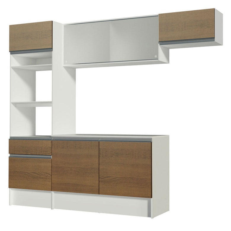 Armário de Cozinha Completa 240cm Branco/Rustic Topazio Madesa 01