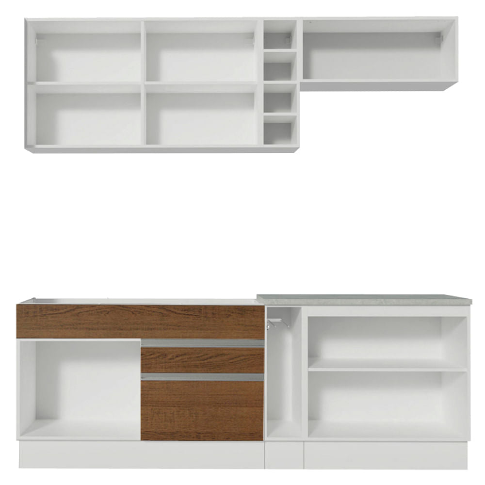 Armário de Cozinha Completa 220cm Branco/Preto/Rustic Parma Madesa 03