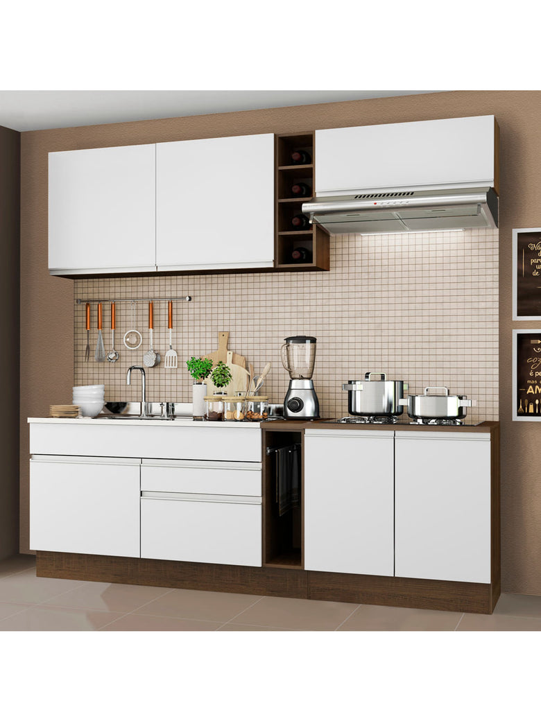 Armário de Cozinha Completa 220cm Rustic/Branco Parma Madesa 03