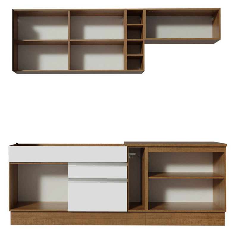 Armário de Cozinha Completa 220cm Rustic/Branco Parma Madesa 03
