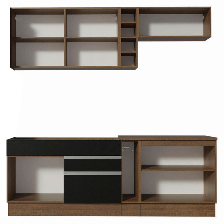 Armário de Cozinha Completa 220cm Rustic/Preto Parma Madesa 03