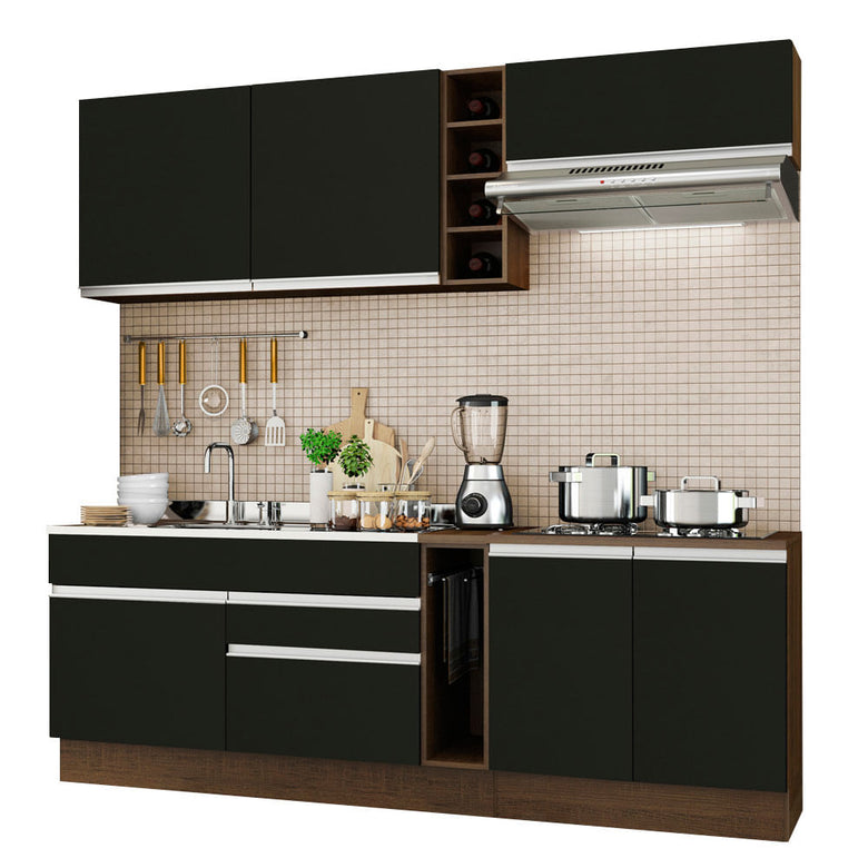 Armário de Cozinha Completa 220cm Rustic/Preto Parma Madesa 03