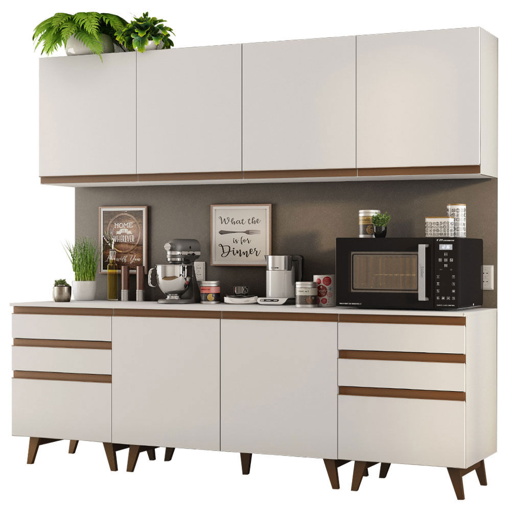 Armário de Cozinha Completa 240cm Branco Reims Madesa 02 - Branco
