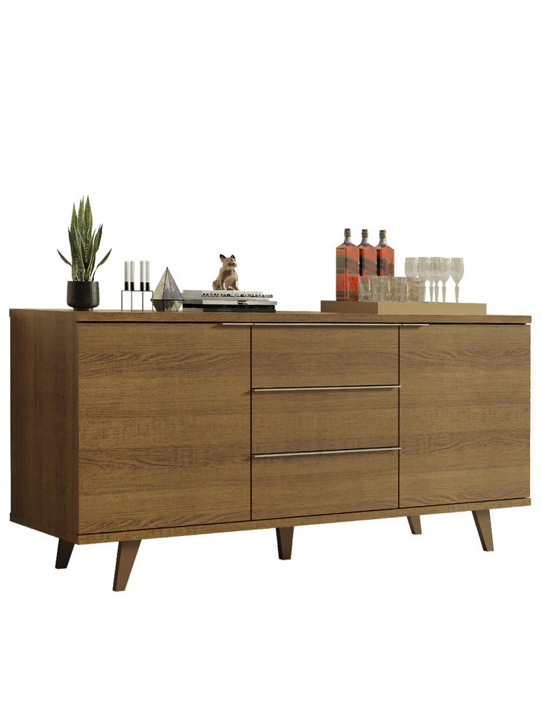 Buffet Aparador Madesa 7014 com 3 Gavetas e 2 Portas com Pés Rustic