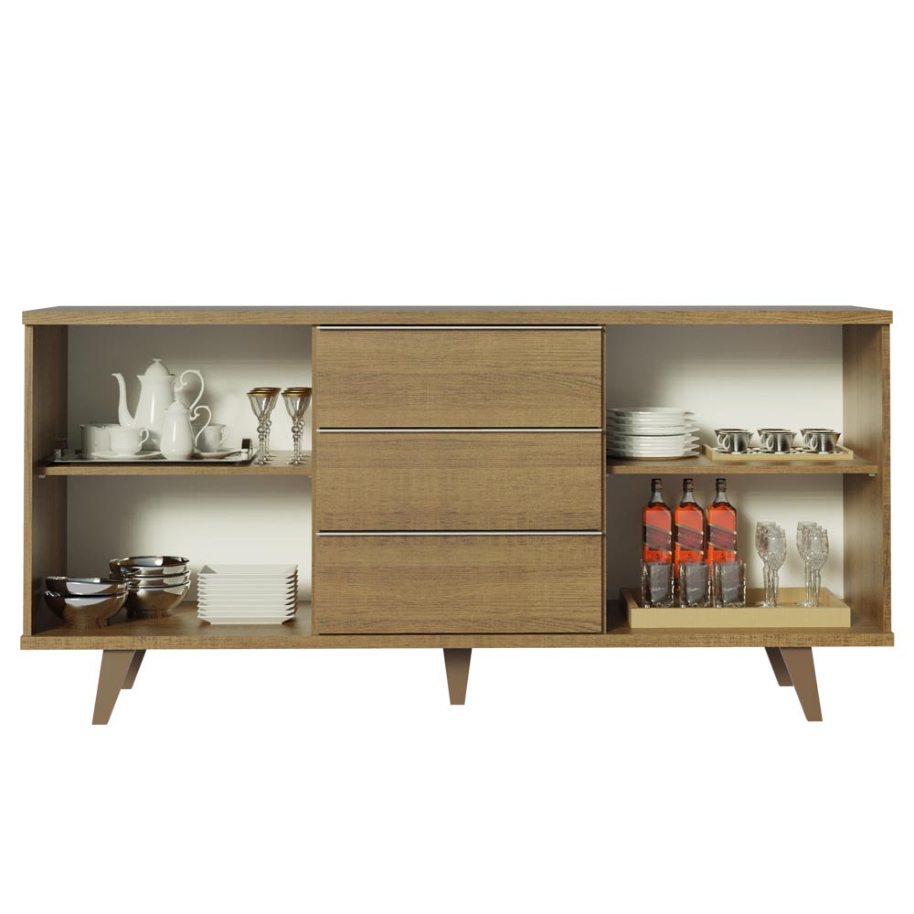 Buffet Aparador Madesa 7014 com 3 Gavetas e 2 Portas com Pés Rustic