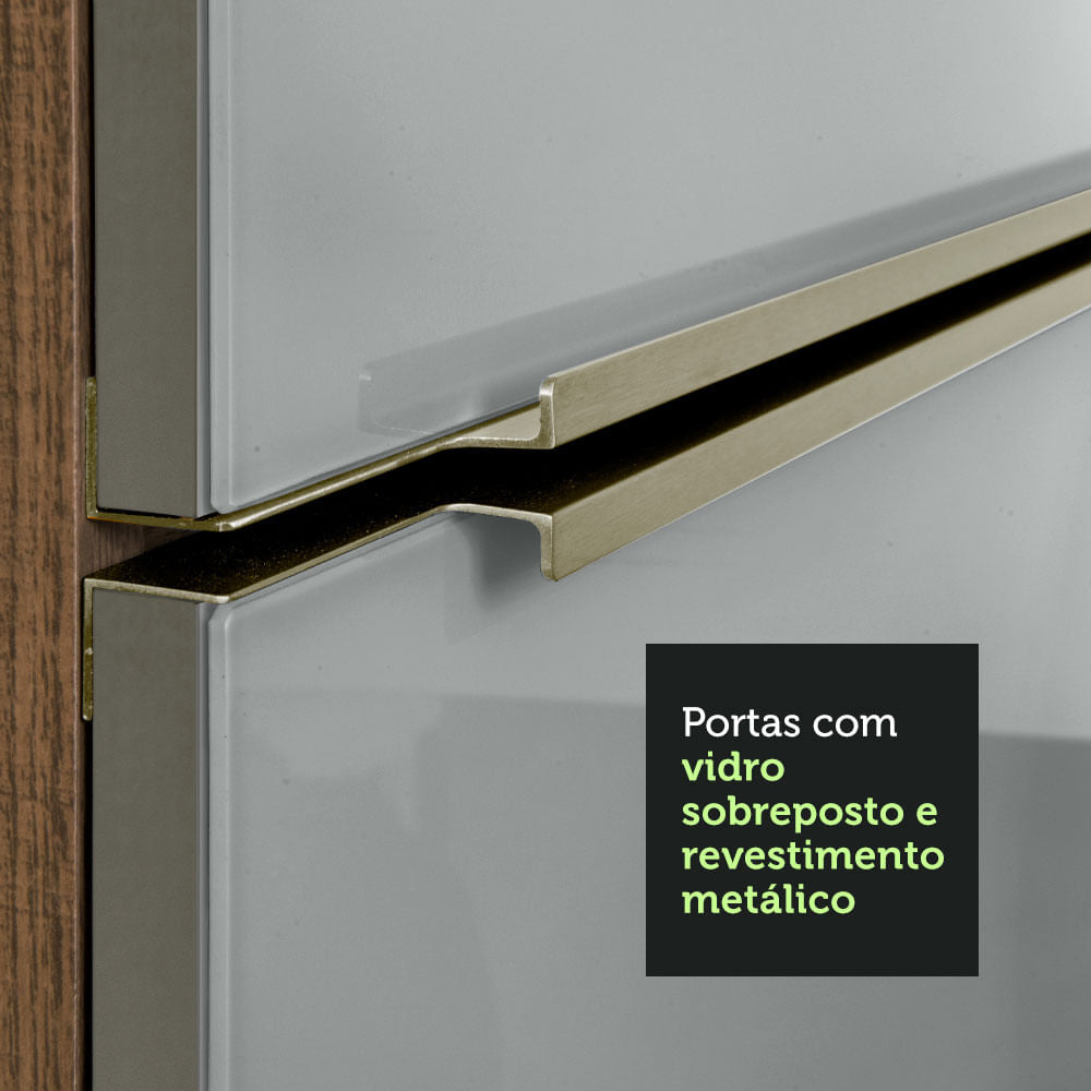 Armário de Cozinha Completa 320cm Rustic/Cinza Lux Madesa 01