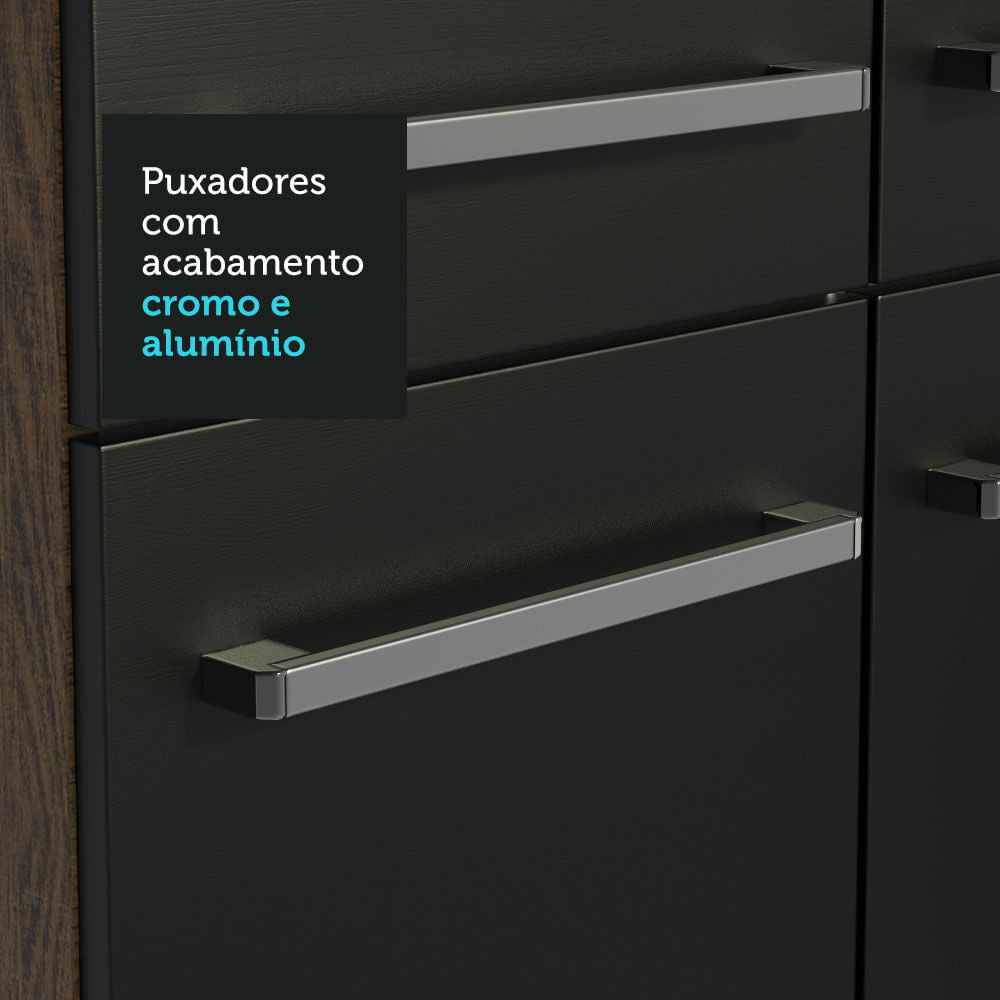 Armário de Cozinha Compacta 169cm Rustic/Preto Emilly Free Madesa 01