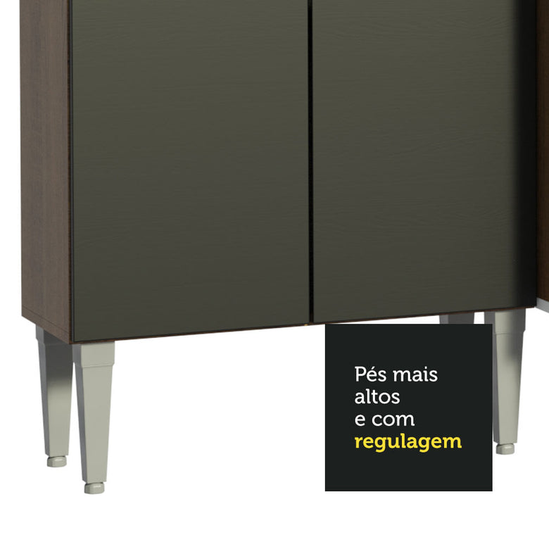Armário de Cozinha Compacta 169cm Rustic/Preto Emilly Free Madesa 01