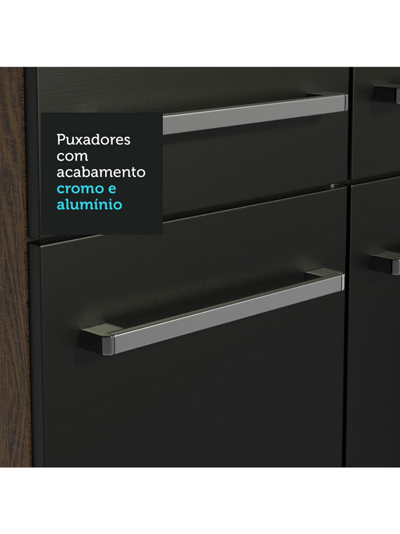 Armário de Cozinha Completa 233cm Rustic/Preto Emilly Fire Madesa 03