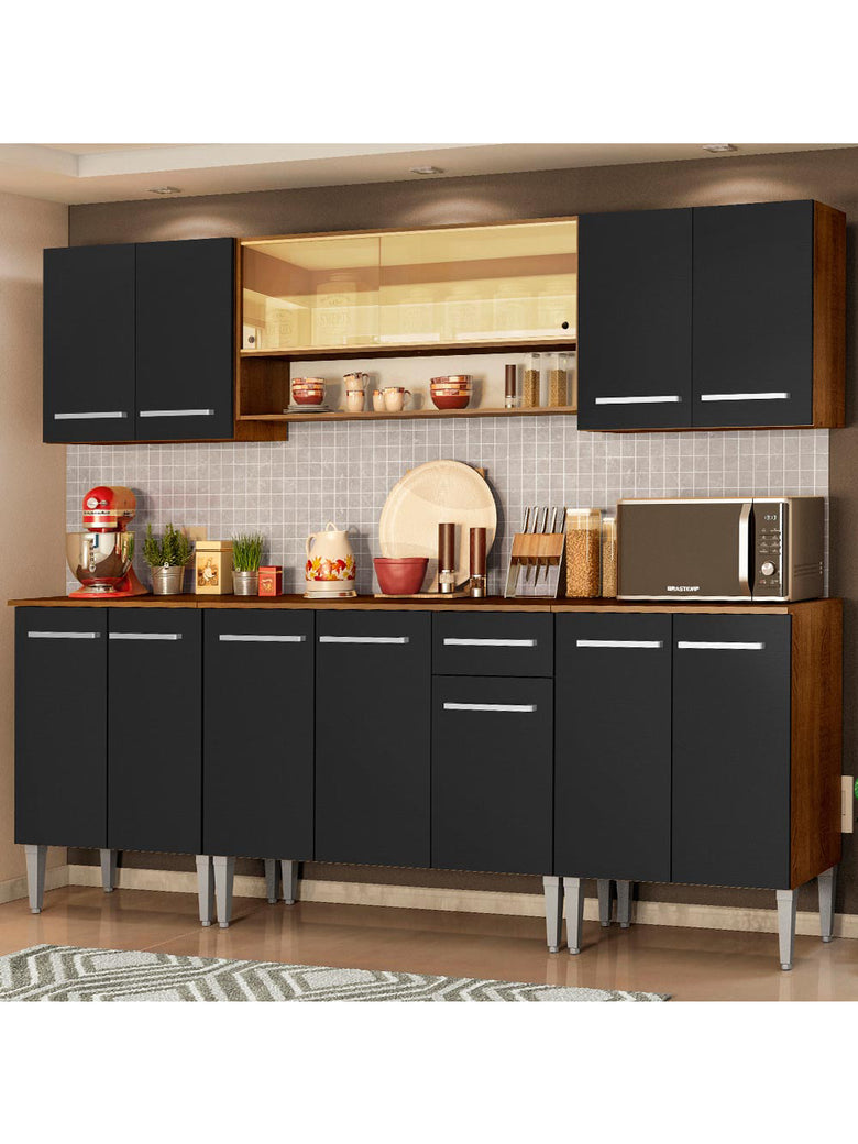 Armário de Cozinha Completa 233cm Rustic/Preto Emilly Smile Madesa 04