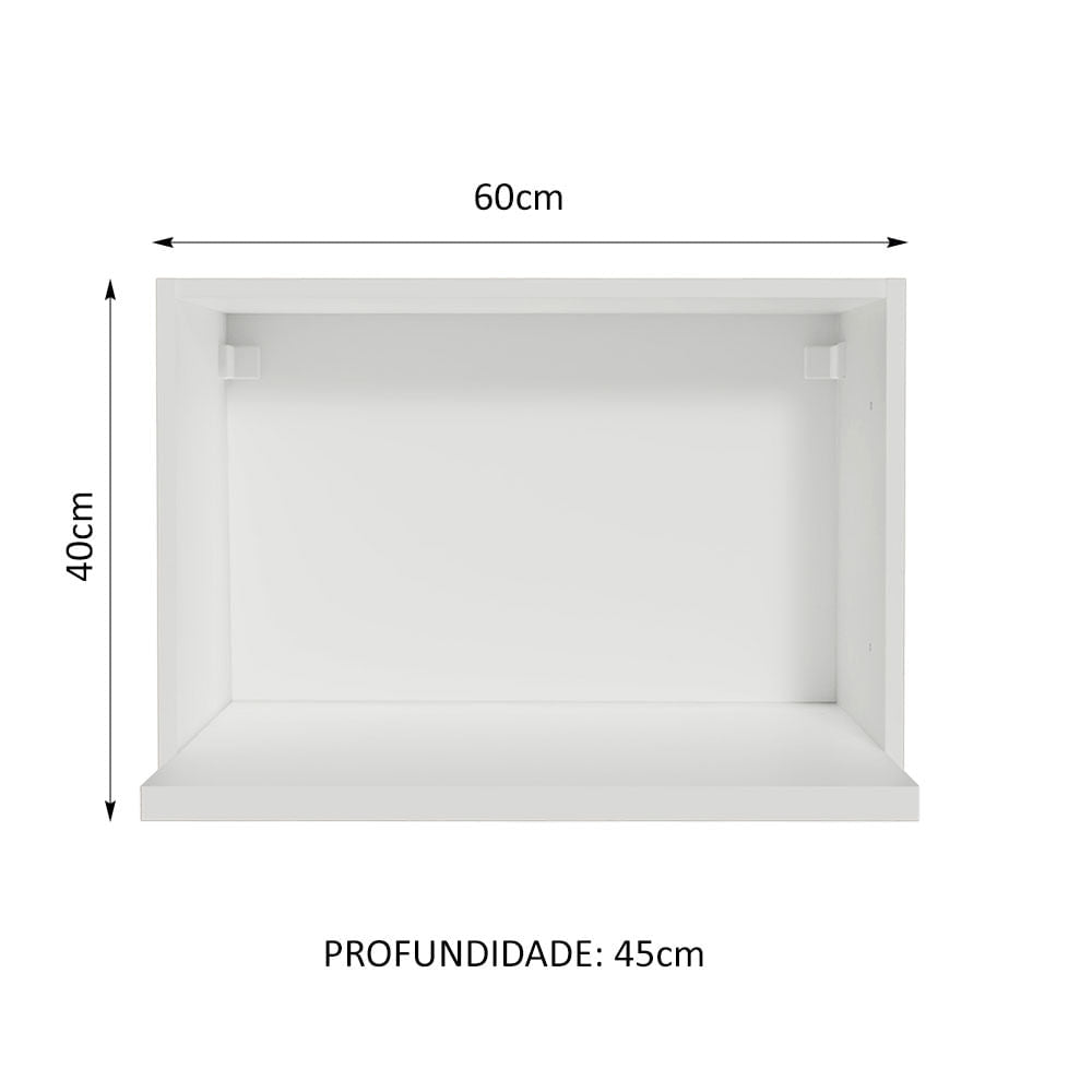 Armário Aéreo 60 cm Nicho para Microondas e Forno Elétrico Branco Madesa - Branco