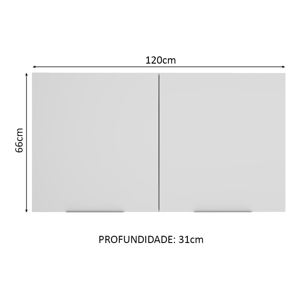 Armário Aéreo Madesa Stella 120 cm 2 Portas Branco - Branco