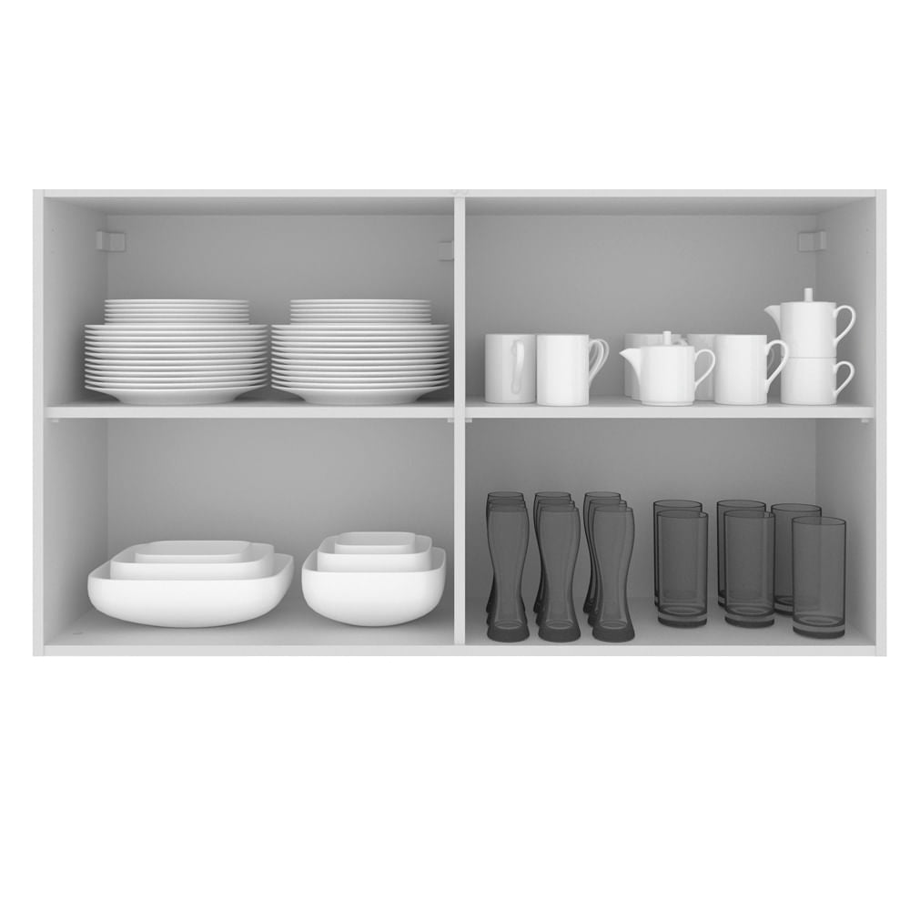 Armário Aéreo Madesa Stella 120 cm 2 Portas Branco