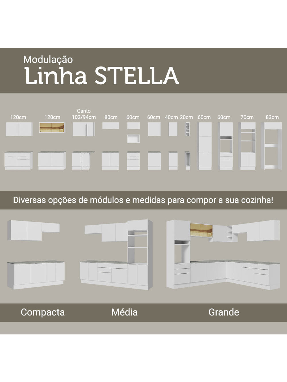 Armário Aéreo Madesa Stella 35 cm 1 Porta Branco