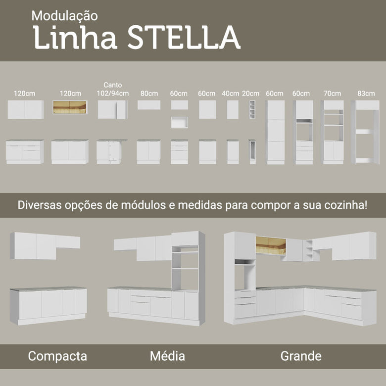 Armário Aéreo Madesa Stella 60 cm 1 Porta Basculante Branco