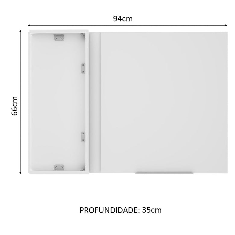 Armário Aéreo de Canto Madesa Stella 1 Porta Branco