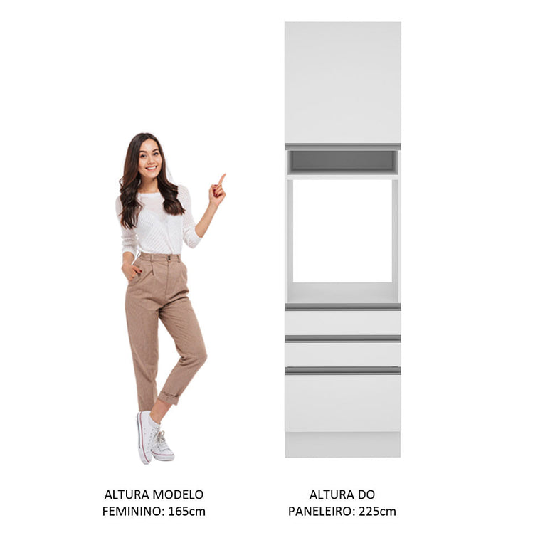 Torre Quente Madesa Stella 60 cm 1 Porta 3 Gavetas Branco