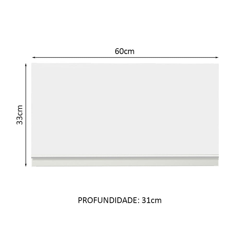 Armário Aéreo Madesa Glamy 60 cm 1 Porta Basculante Branco - Branco