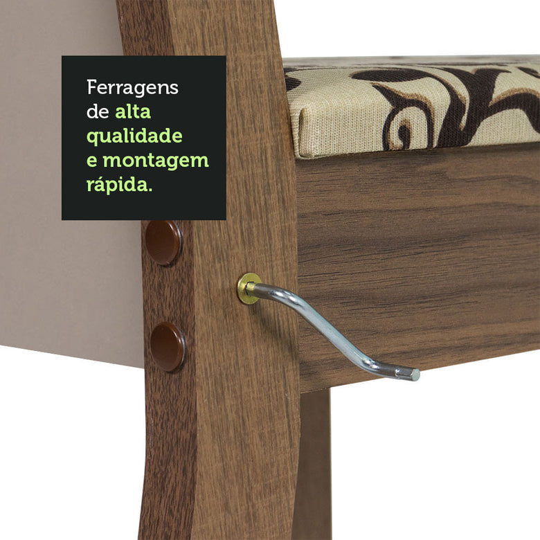 Kit 4 Cadeiras 4291 Madesa Rustic/Crema/Bege Marrom