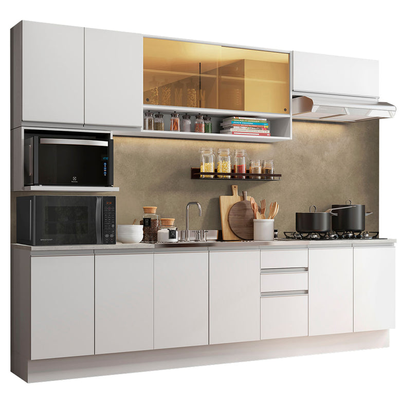 Armário de Cozinha Completa 280cm Branco Genova Madesa 04