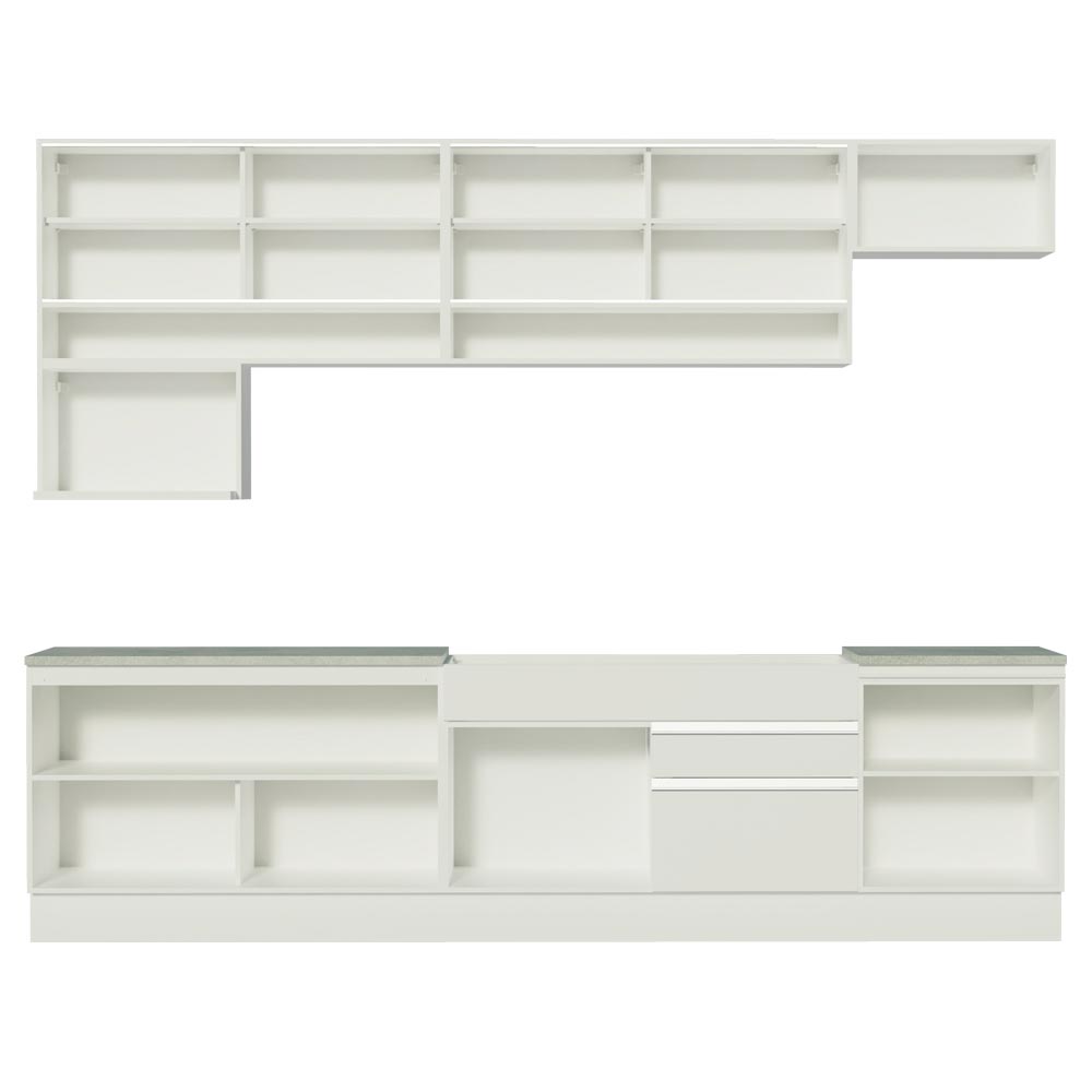 Armário de Cozinha Completa 300cm Branco Verona Madesa XA01